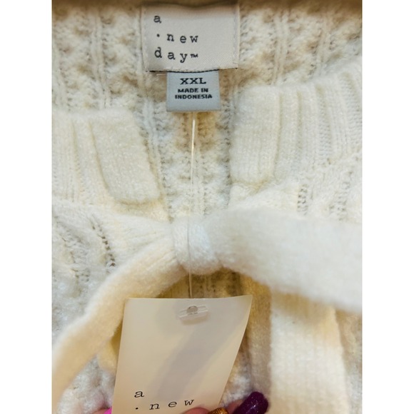 A New Day Cream Cable Knit Bow Tie Front Cardigan Sweater XXL‎ - Picture 6 of 8
